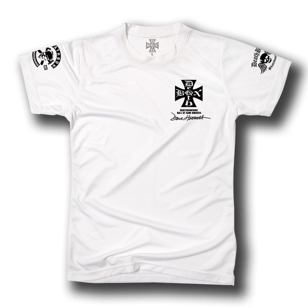 DAVE HACKETT SKATEBOARD HALL OF FAME WHITE TEE | DEATHBOXSKATEBOARDS